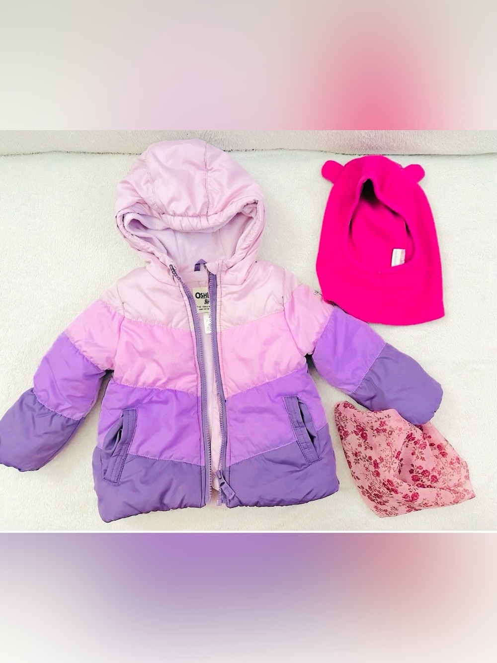 Winter Girls Set Puffer Jacket & Hats Girl Size 2T Excellent Condition